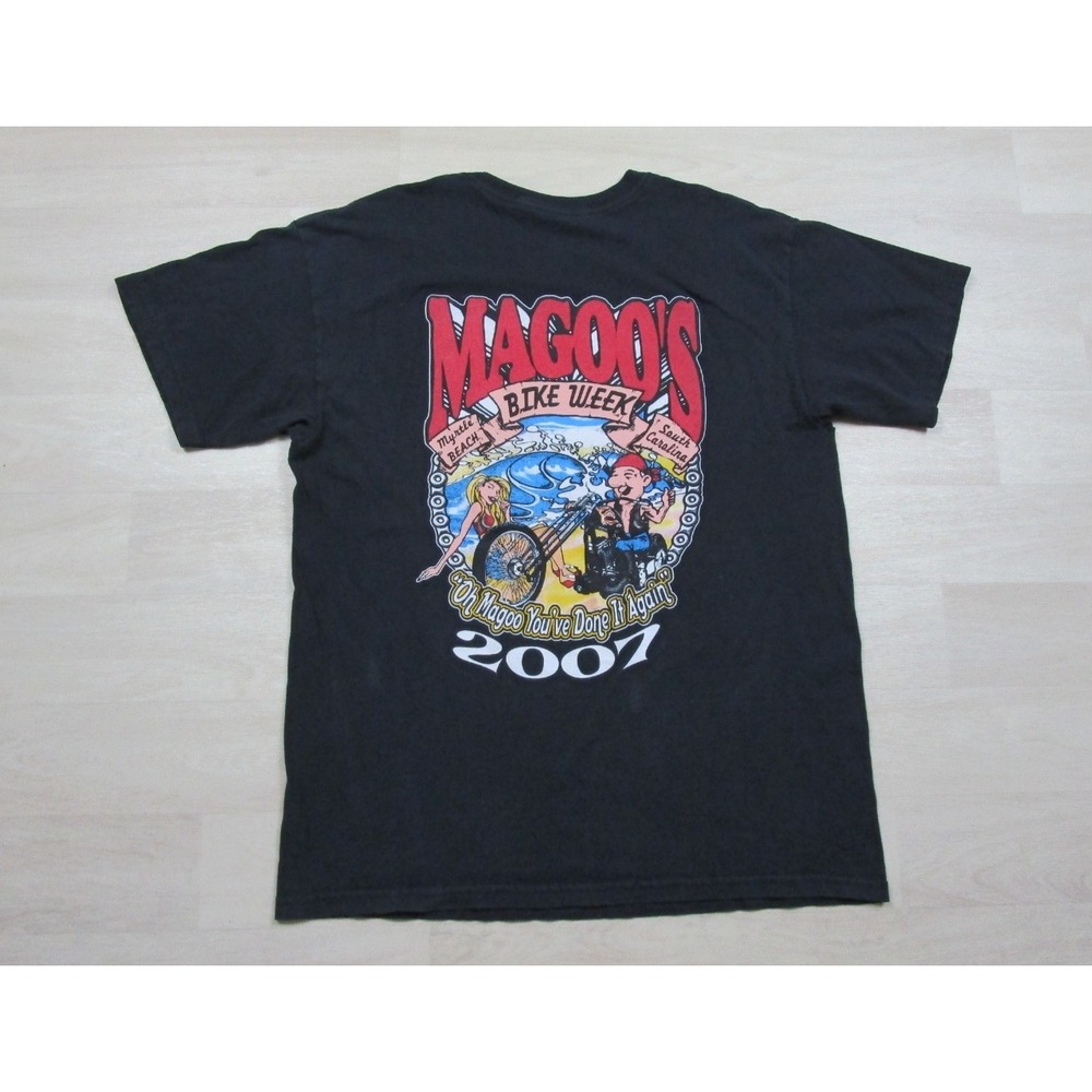 Vintage Y2K Magoo's Bike Week T-Shirt Men's (L) Myrtle Beach SC Biker Chopper